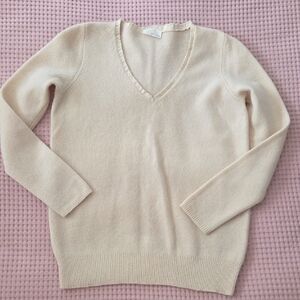 DKNY Cream V-Neck Sweater